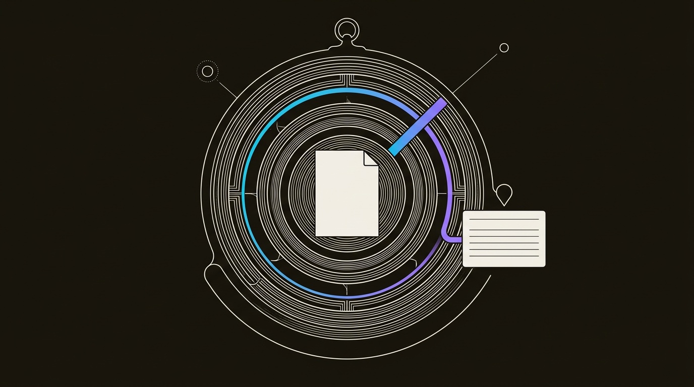 Line-engraving of a signal astrolabe with its seven rings aligned and one gradient bearing returning from distributed content into a qualified buyer record.