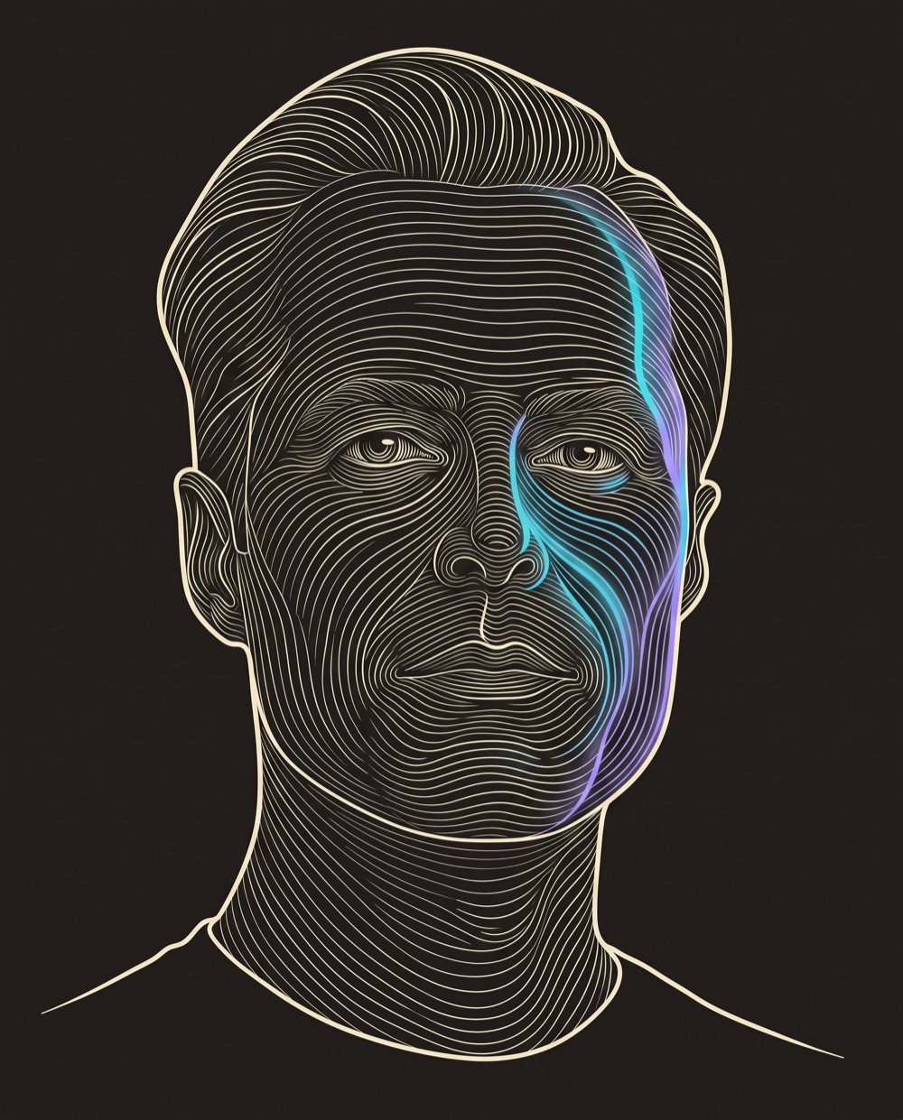 Cream line-engraving portrait of Dmitry Schetnikovich, CEO at Generates Leads and Executes Outbound Marketing Campaigns For Paralect.