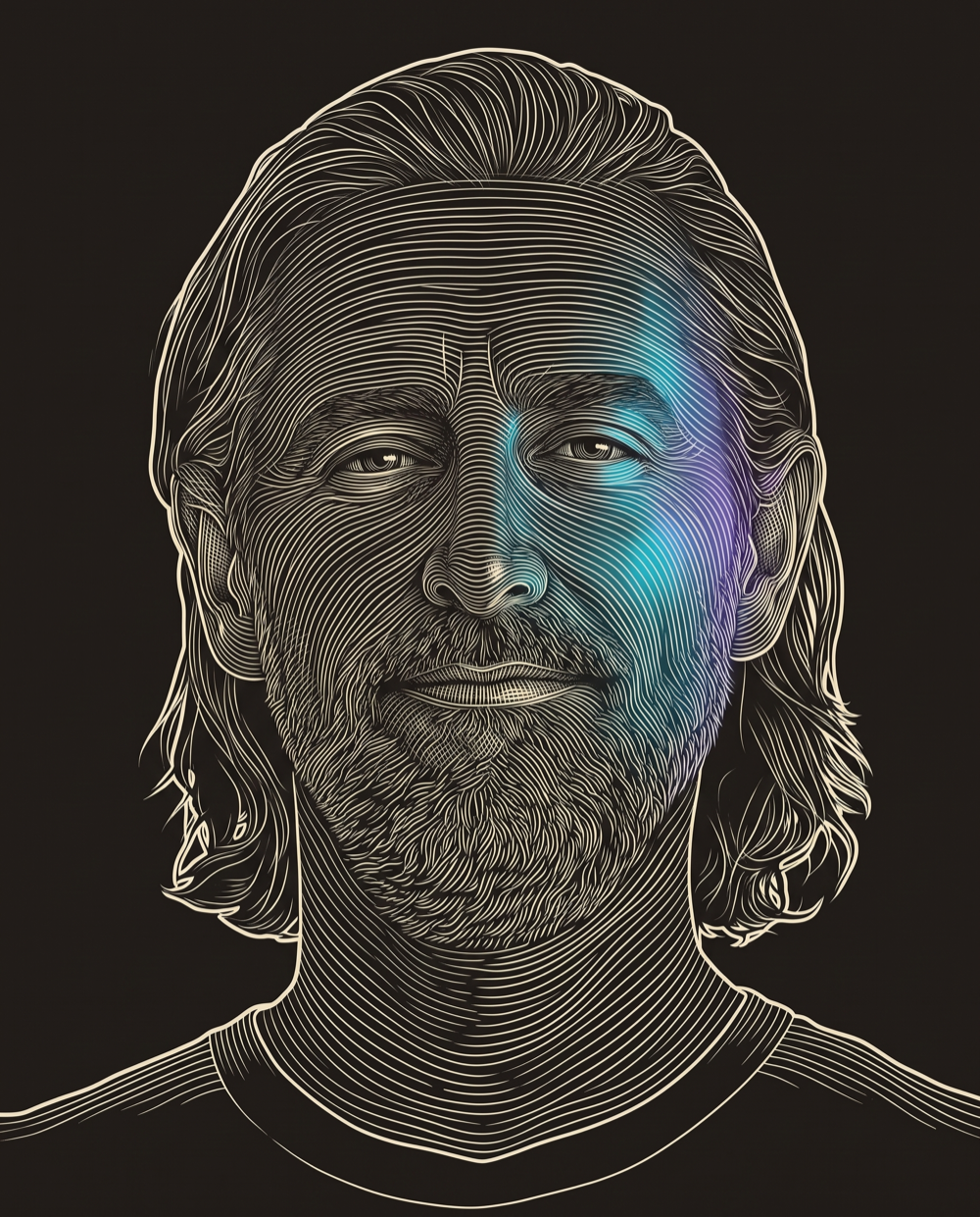 Line-engraving portrait of Michael Thompson